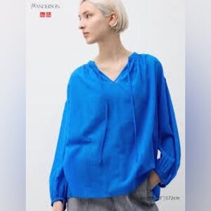 Uniqlo JW Anderson Sheer Volume Gather Cotton Blouse, Sz XS